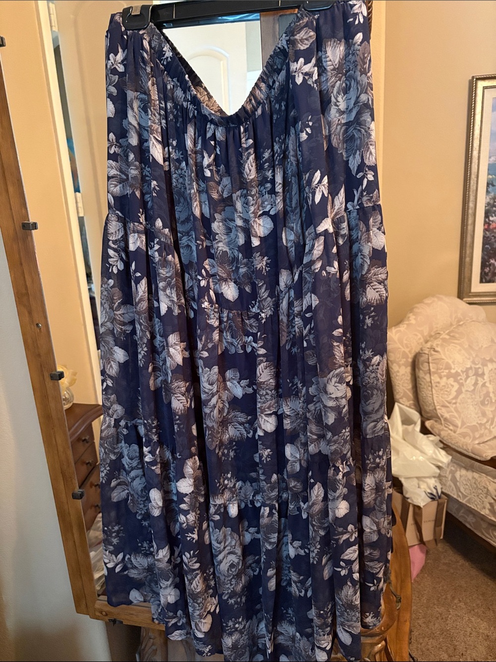 torrid Navy and White Floral Waistband Maxi Skirt